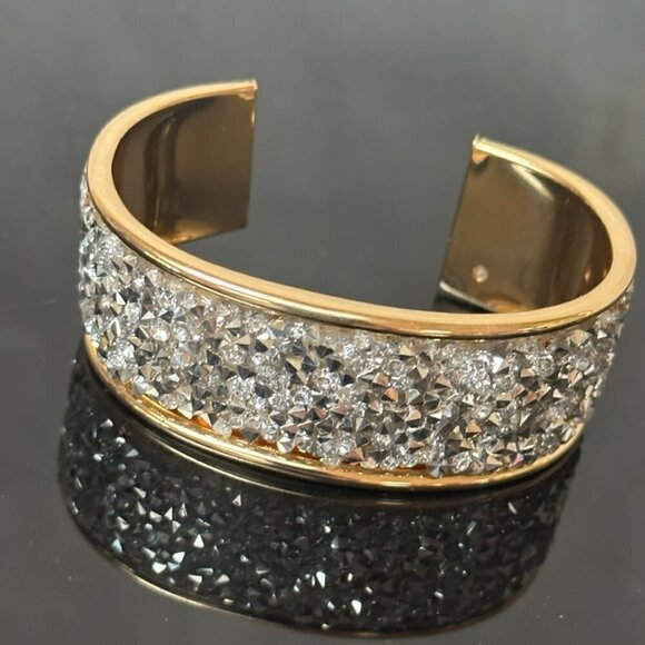 Silver Cuff Bracelet Wide Statement Glittery NWT Gift Club Party Bling Gold - Picture 6 of 9